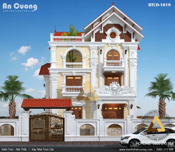 Mẫu thiết kế nhà biệt thự cổ điển mái thái tại Bắc Giang