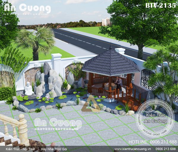 Thiết kế biệt thự sân vườn mái thái 2 tầng đẹp tại Hà Nội