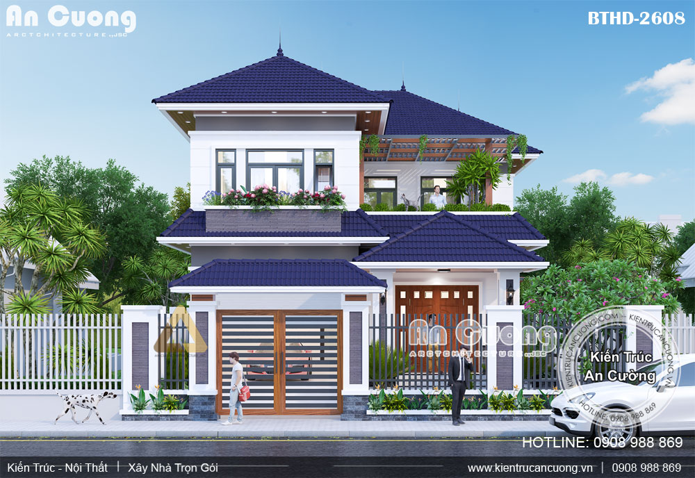 Dự án thiết kế biệt thự 2 tầng hiện đại mái Thái - Kiến Sang